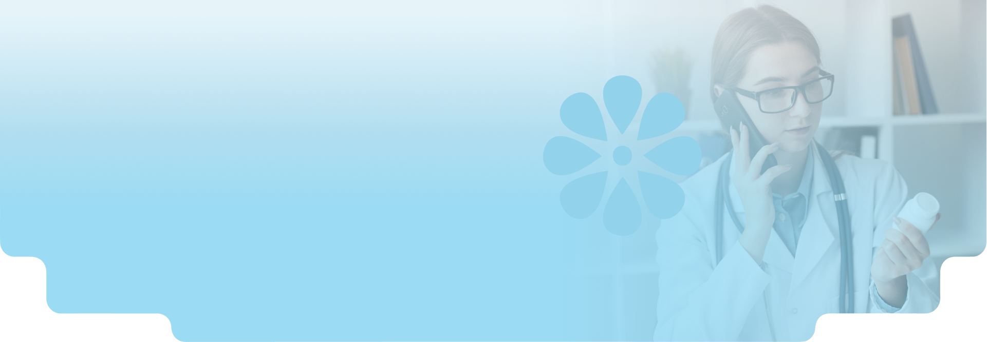 Person on a phone call with a blue flower